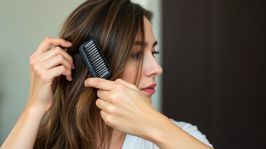 Woman practicing mindfulness meditation while brushing her hair.