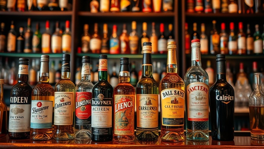 Bottles of liquor on a bar, contrasting with health and wellness trends.