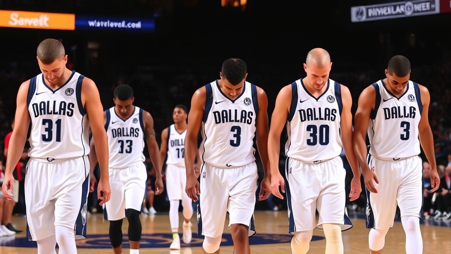 Dallas Mavericks players in white uniforms exit the court, reflecting on the game.
