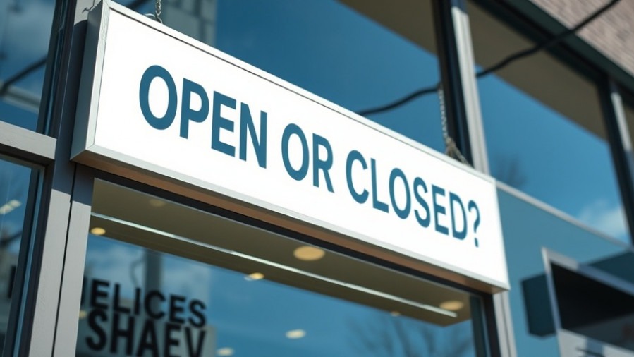 Close-up of a modern storefront sign asking 'OPEN OR CLOSED?' showcasing holiday shopping in Houston.