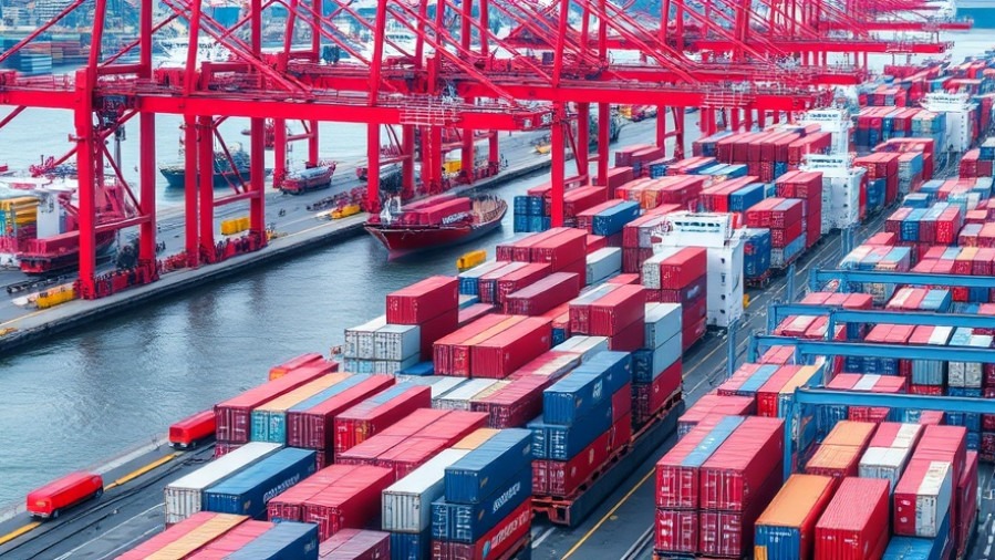 Busy port with shipping containers reflecting international trade USA and U.S.-China relations.