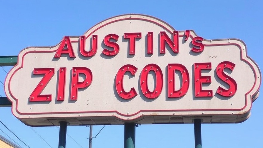 AUSTIN'S ZIP CODES sign highlighting Austin business community and support for entrepreneurs.