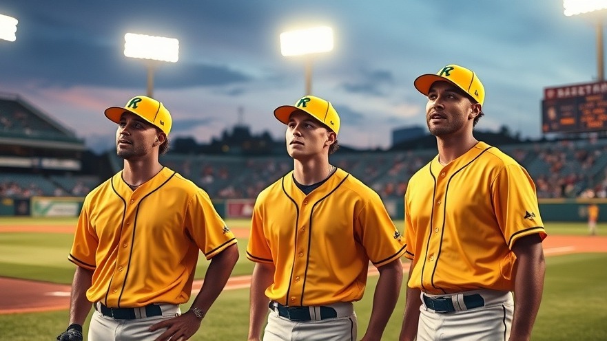 Energized baseball players in yellow uniforms, showcasing team dynamics and fan engagement.
