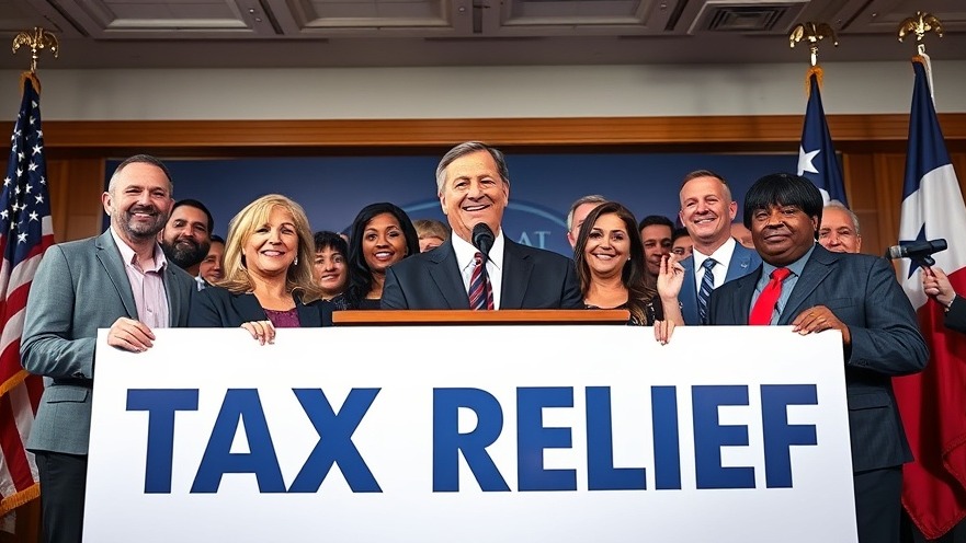 Group of professionals at a press conference promoting Texas homeowners tax changes and Abbott tax reform.