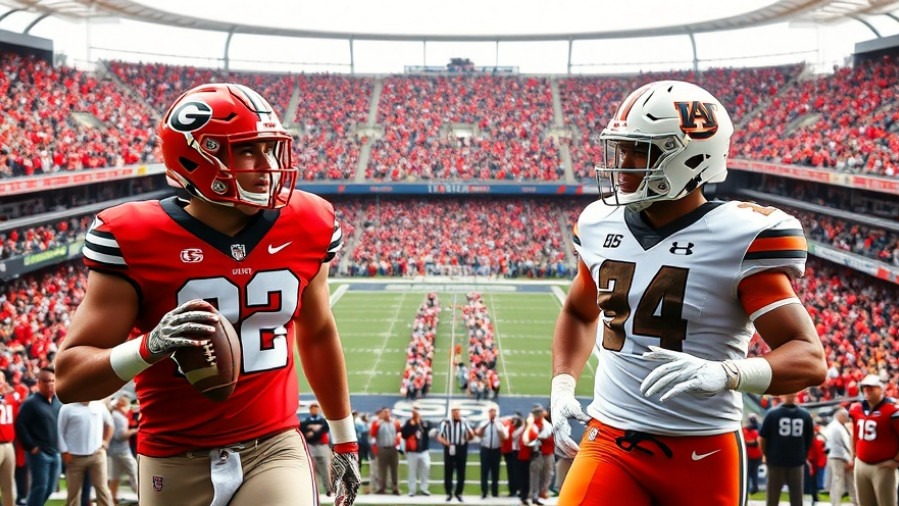 High-energy Georgia Bulldogs vs Auburn Tigers football clash, showcasing SEC football insights.