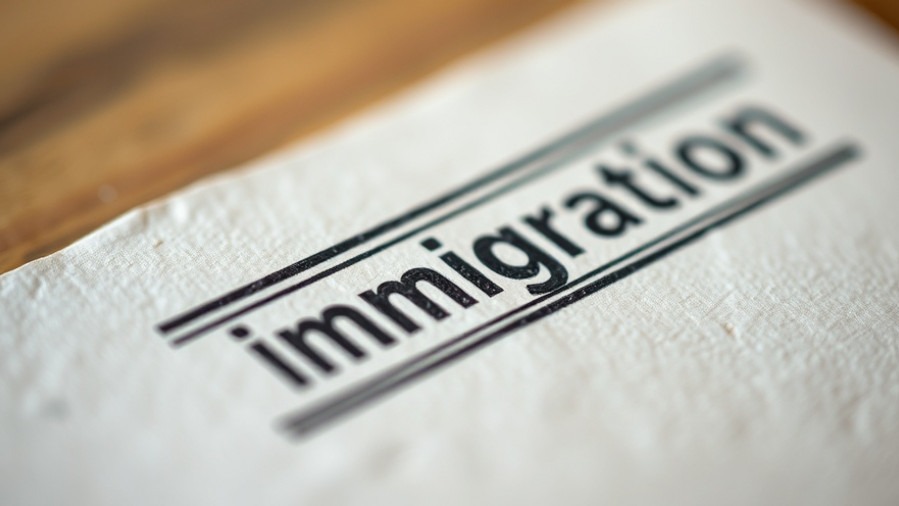 Close-up of an immigration stamp symbolizing economic impact on Texas labor market.