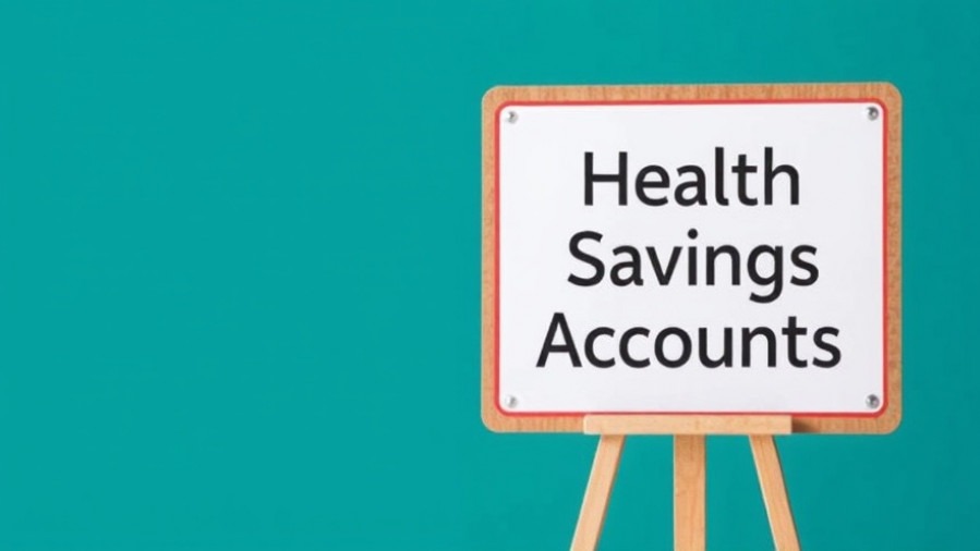 Sign reading 'Health Savings Accounts' reflecting GOP health policies for healthcare affordability.