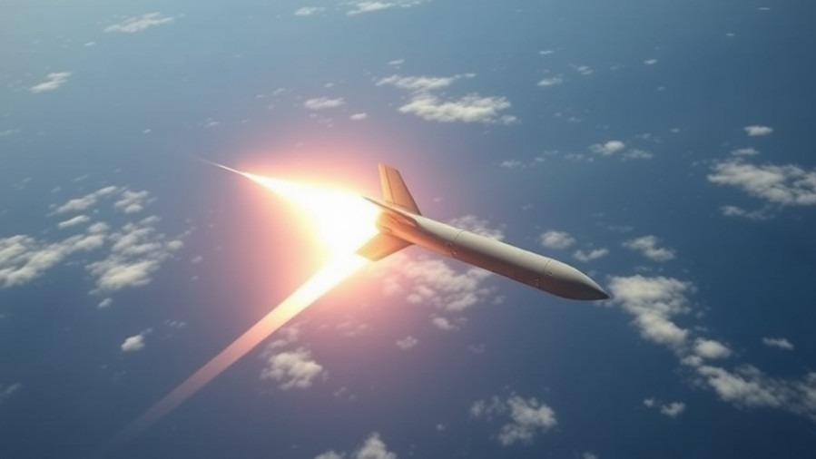 Long-range Tomahawk missile in flight, highlighting Ukraine military support and defense strategy.