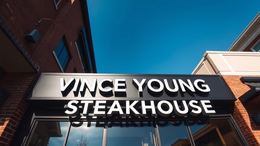 Modern 'VINCE YOUNG STEAKHOUSE' facade showcasing downtown Austin dining scene.