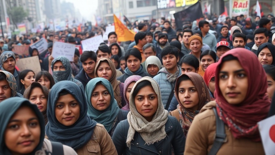 Diverse crowd of immigrants reflecting Trump asylum policies amid the immigration crisis.