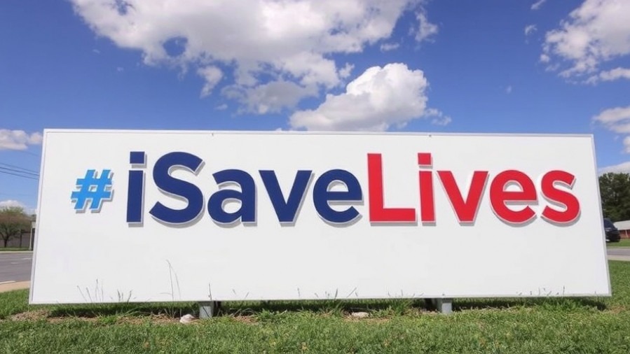 iSaveLives sign promoting Frisco CPR courses and lifesaving certification