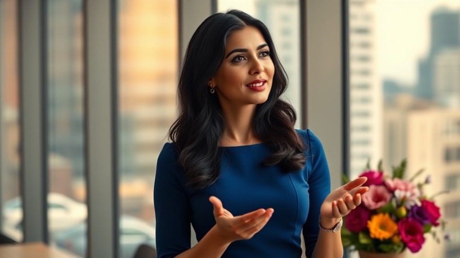 Confident dark-haired woman in blue dress discusses Minnesota Senate race strategy.