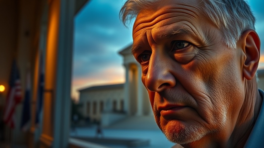 Thoughtful older Hispanic man beside Supreme Court, highlighting birthright citizenship debate.