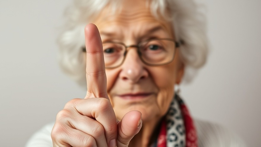 Older woman thoughtfully holding one finger up to her face
