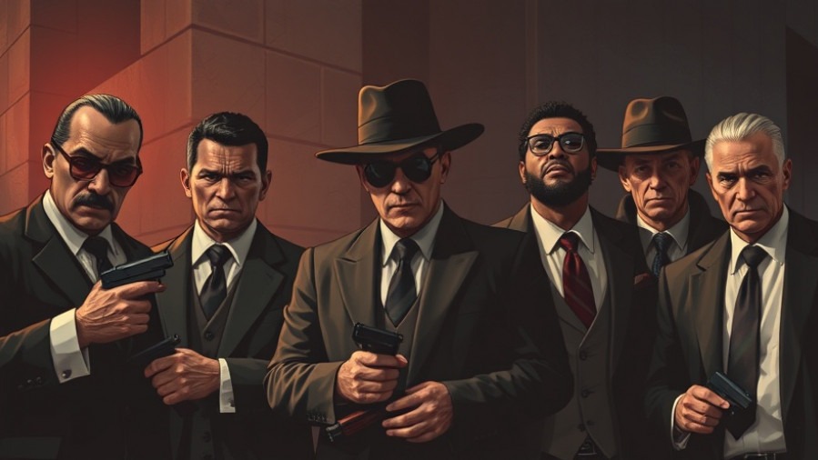 Mafia characters depicting shady dealings in sports betting news and corruption.