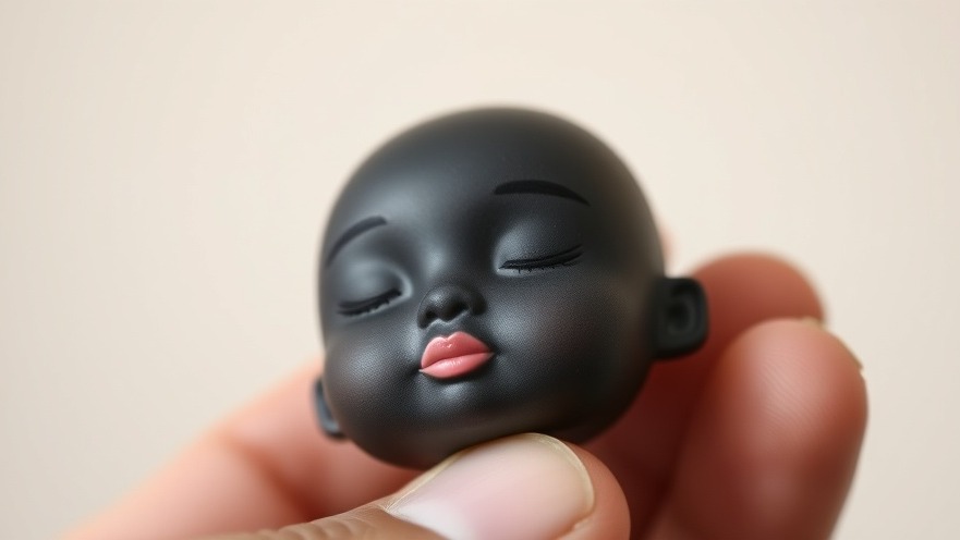 Close-up of a lifelike black toy head, highlighting viral toy trends and cultural representation.