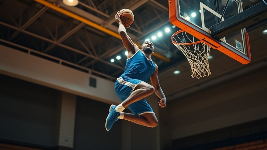 Trey White soars for a dunk, showcasing dynamic player performance in college basketball highlights.