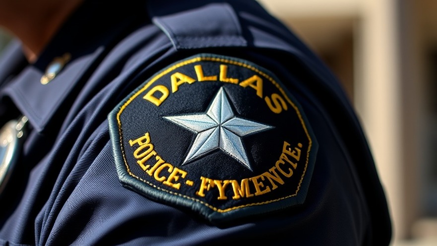 Close-up of Dallas Police shoulder patch highlighting veterans' involvement in law enforcement safety.
