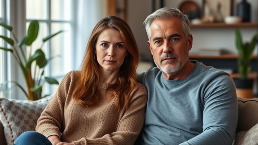 Serious couple discussing parental rights education and school policy challenges.