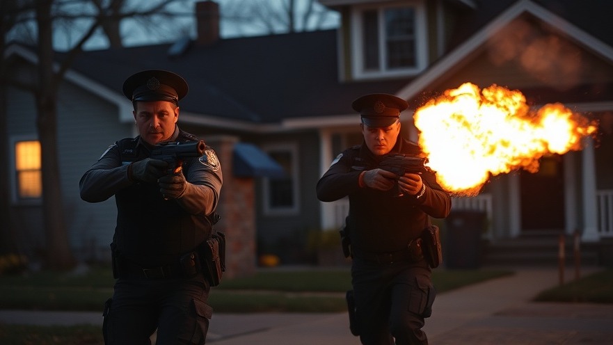 Harris County crime news: police officers responding to a shooting in Houston.