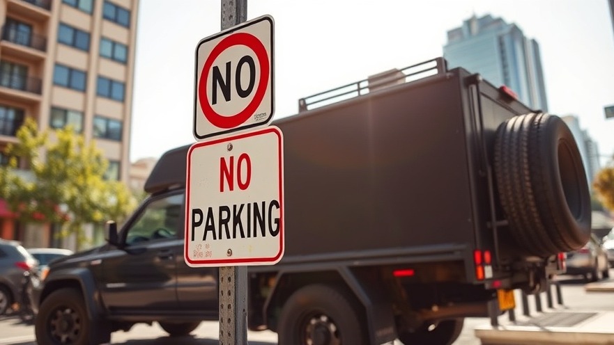 No Parking sign next to a large vehicle highlighting neighborhood parking issues and street safety.
