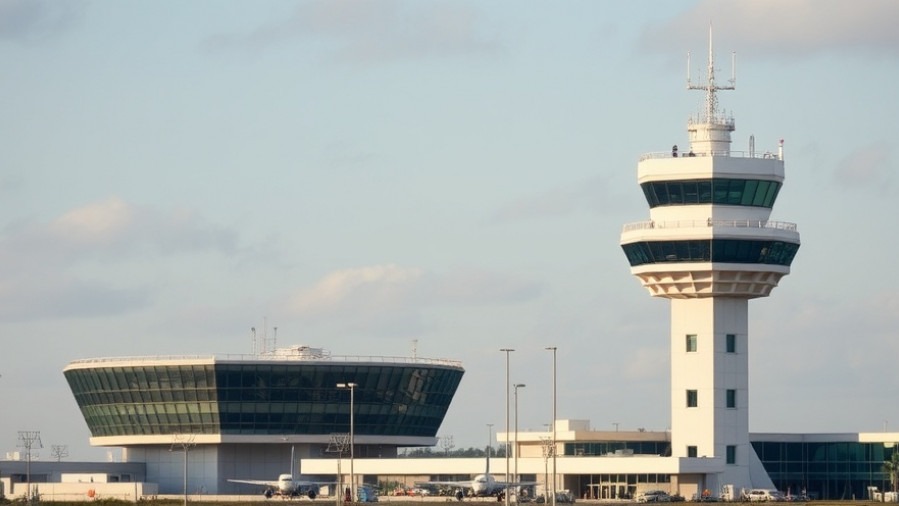 Air traffic control tower highlighting air travel safety amid controller shortages.