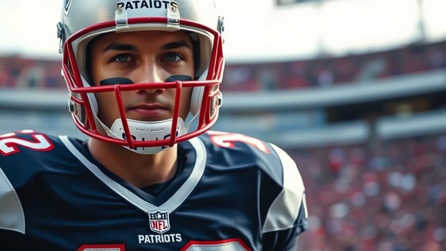 Close-up of a Patriots player, highlighting NFL news and fantasy football picks.