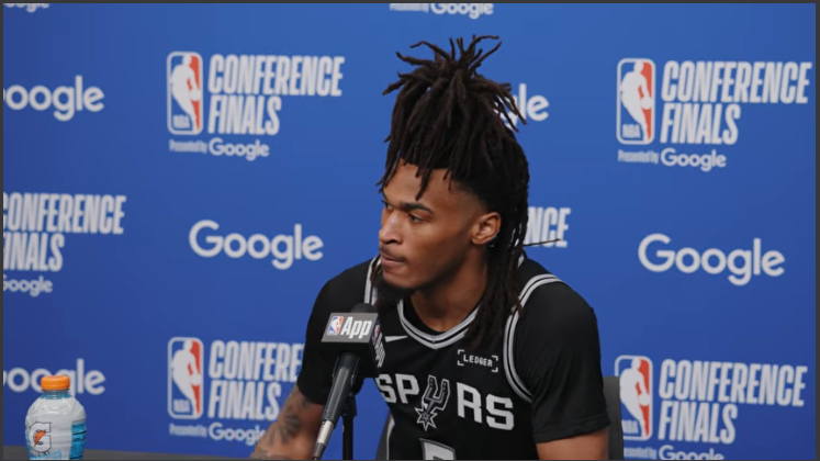 San Antonio sports news: Spurs player at press conference.
