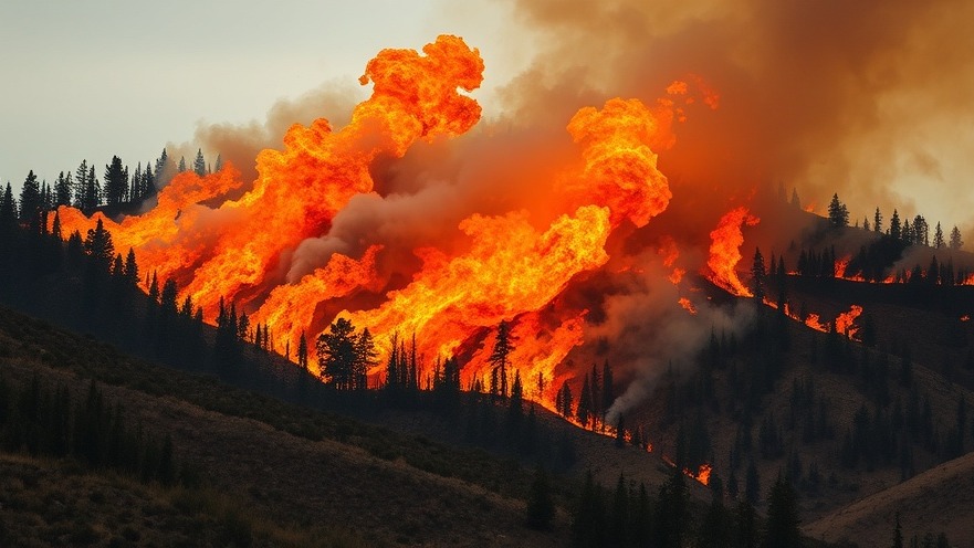 Raging wildfire in Bastrop County highlighting fire safety and community response.