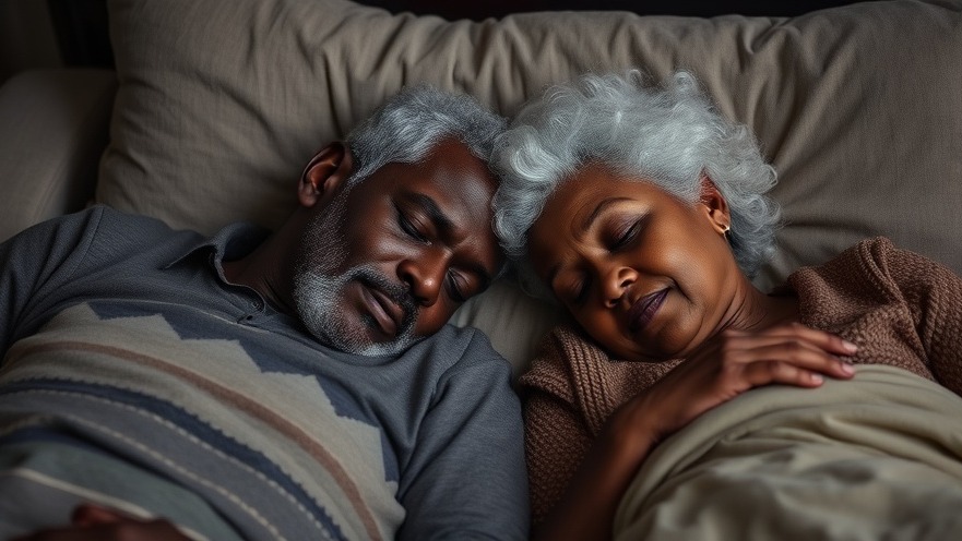 Black senior couple peacefully sleeping, highlighting mental wellness for seniors.