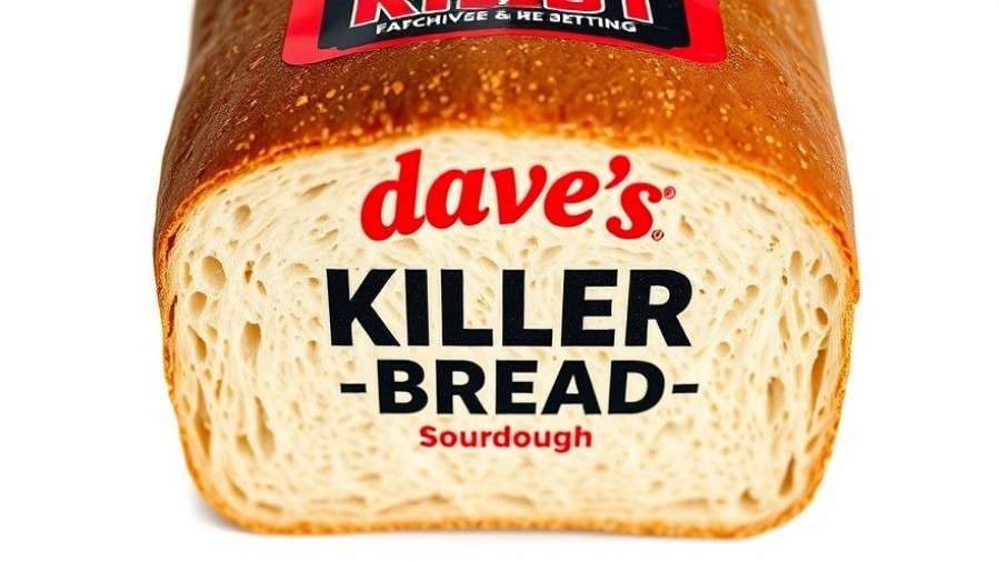 Branded Dave's Killer Bread sourdough loaf, promoting healthy lifestyle habits.