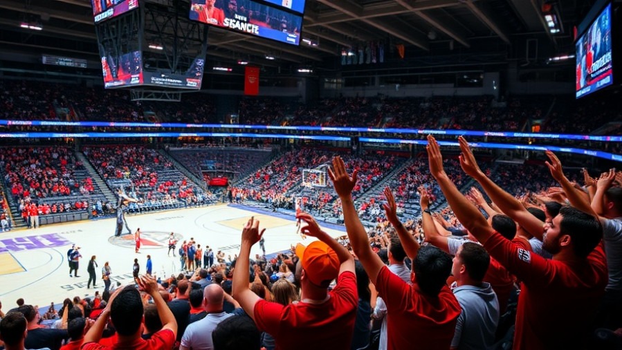 Cheering fans in arena during an NBA game recap of top 10 plays.
