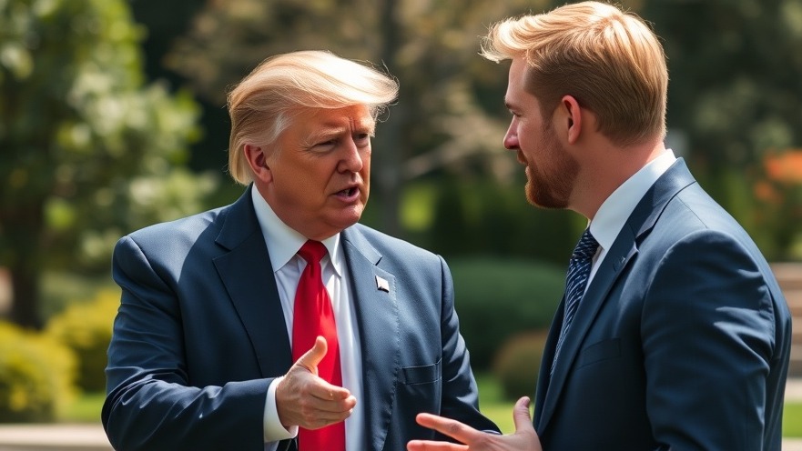 Trump and Keir Starmer share a laugh in a vibrant outdoor setting, showcasing international relations humor.