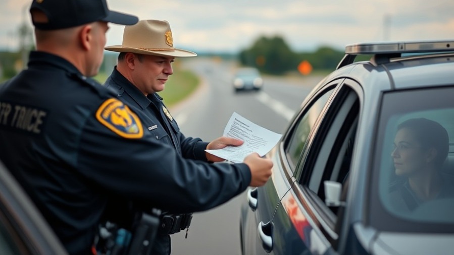 Texas highway patrolman issuing a ticket during Thanksgiving travel safety enforcement.