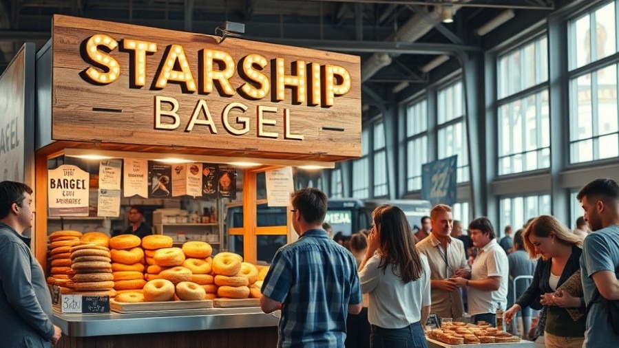 Bustling Dallas food scene at BagelFest, featuring Oren Salomon Starship Bagel stand.