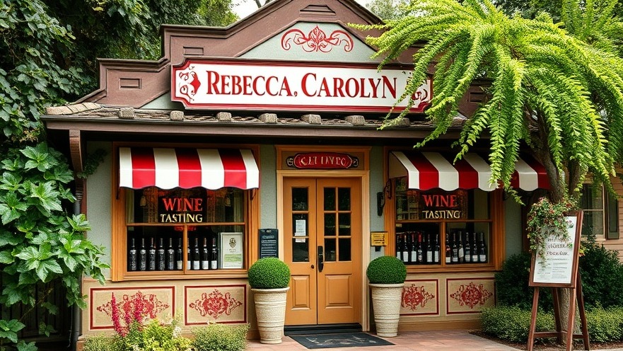 Charming Hye Post Office tasting room by Rebecca Caroline, Texas wine in vibrant colors.