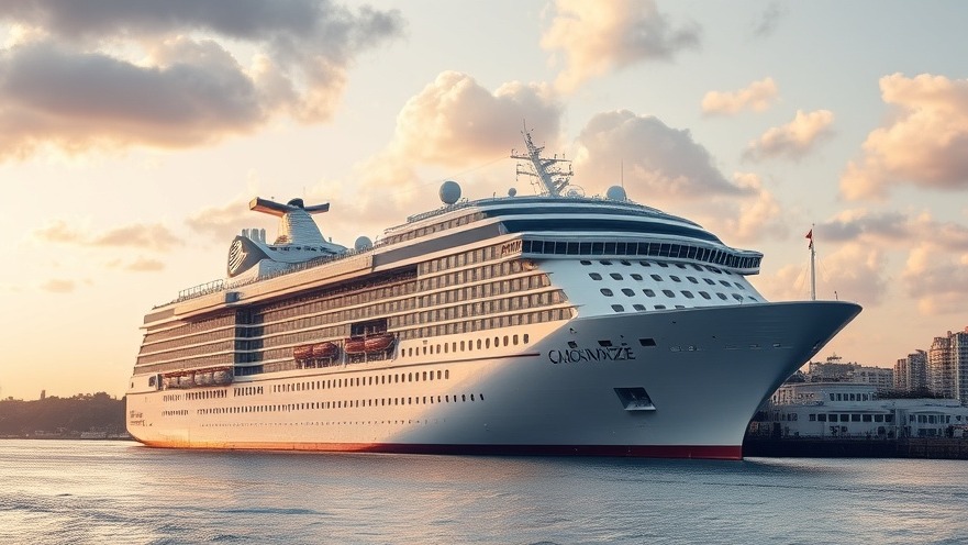 Cruise ship sailing while highlighting cybersecurity breach awareness and data protection.