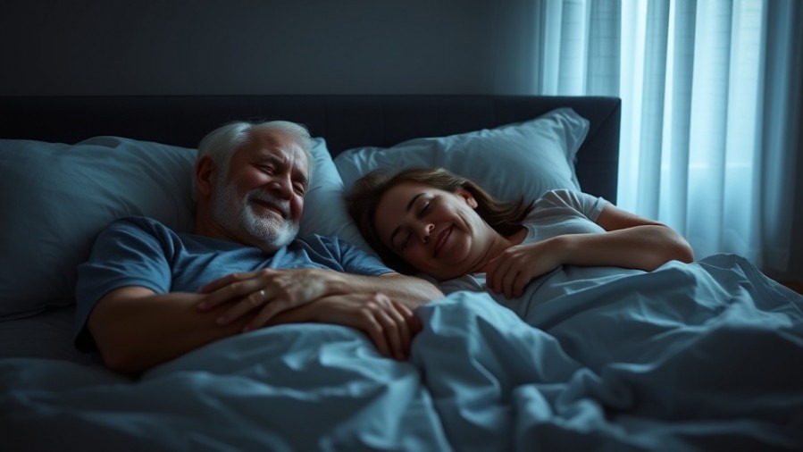 Smiling senior couple enjoying natural sleep remedies for better sleep in a dark room.