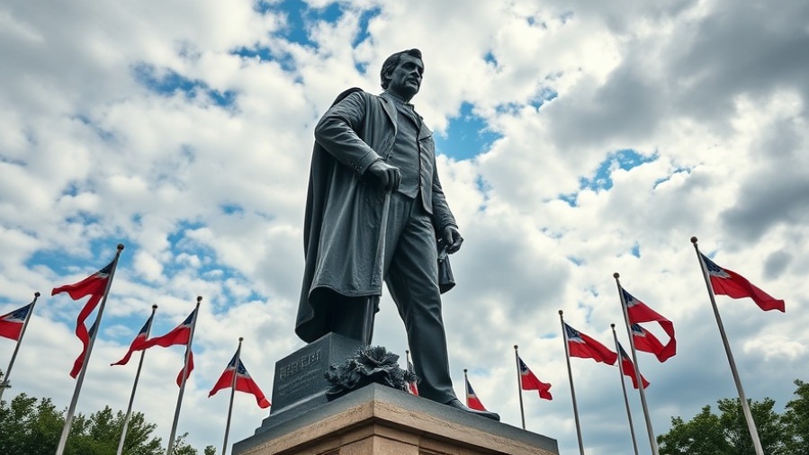 Photorealistic statue of Stephen F. Austin amidst Texas historic statues and community preservation efforts.