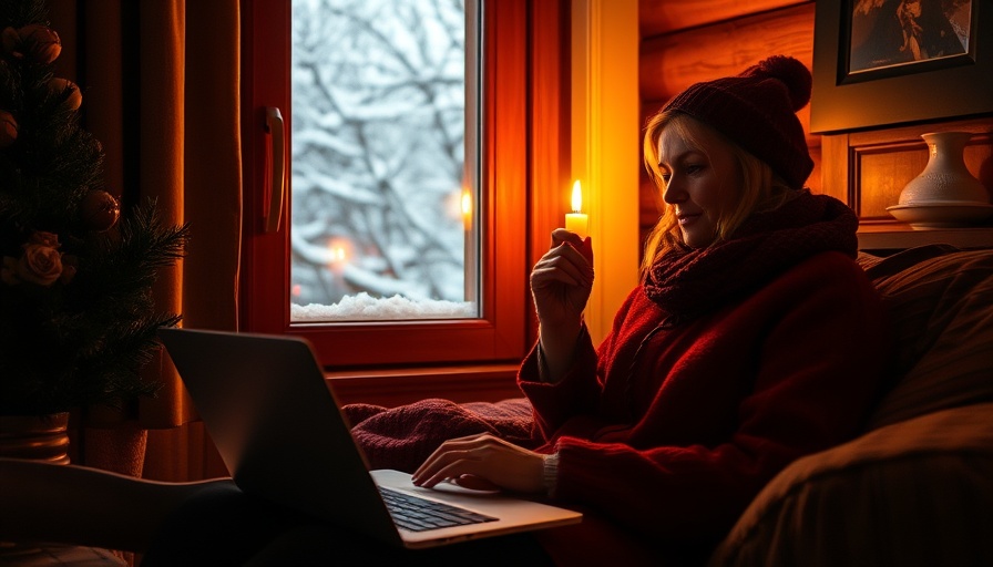 Cozy indoor setting with woman using AI voice agent on laptop.