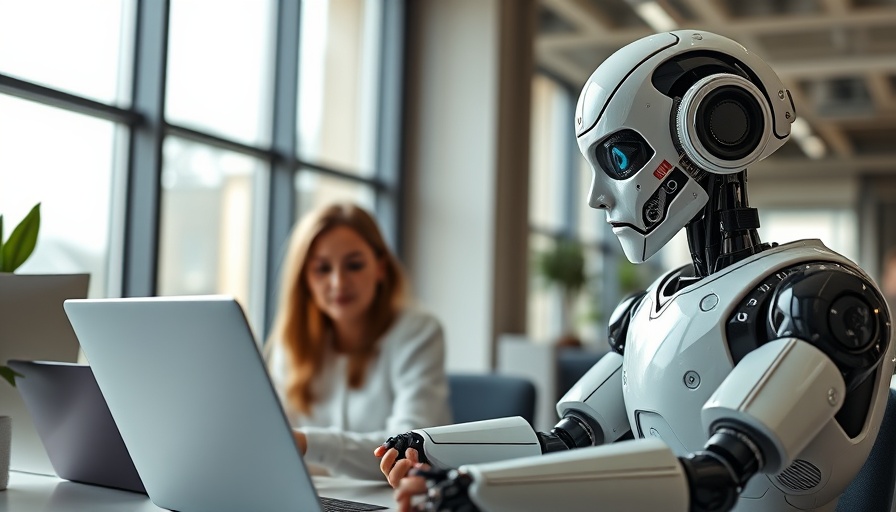AI Teaching Toolkit: People working with humanoid robot in office.