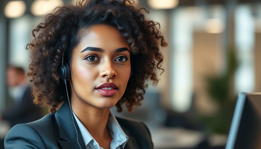 Professional woman using AI voice agent in business setting