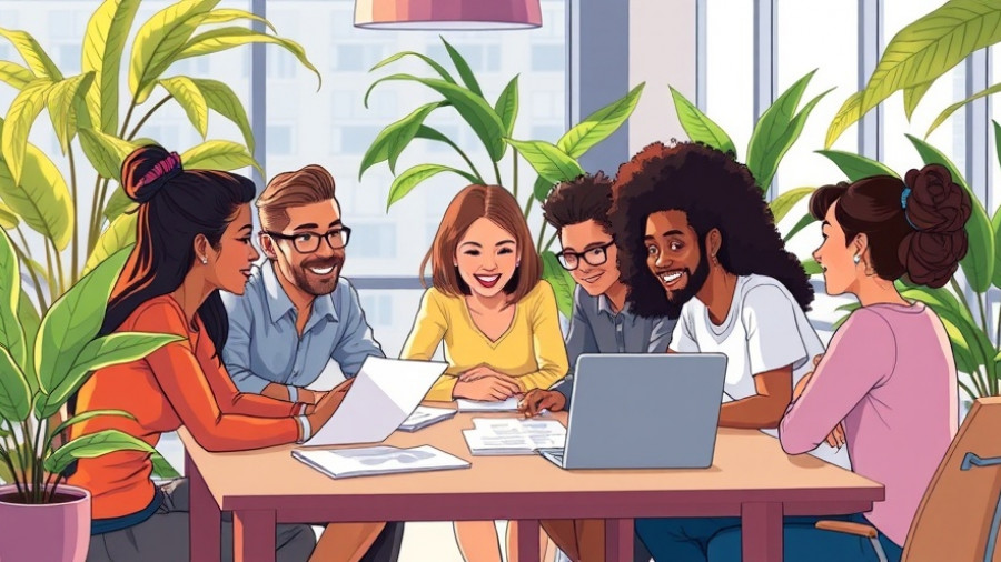 Human-centered approach to AI: Diverse group collaborating in modern office.