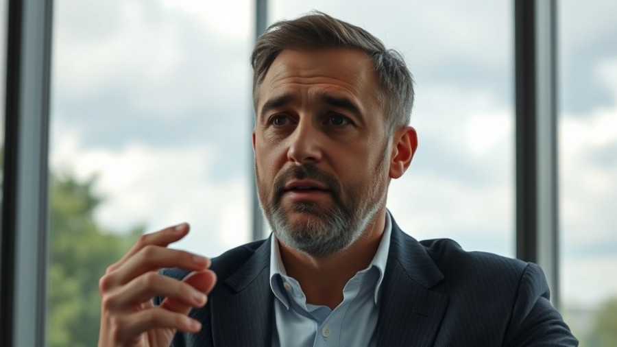 Man discussing AI in the legal system, focused expression indoors.