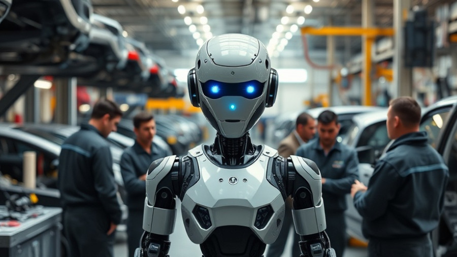 AI Integration for Auto Dealers in a workshop setting with a humanoid robot.