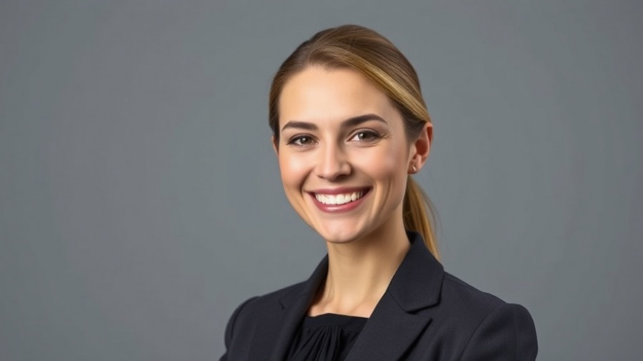 Professional woman smiling confidently, AI for lawyers.