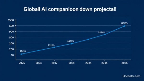 AI voice agents for business market growth projection graph.