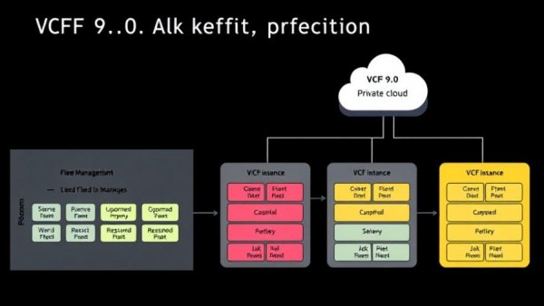 VCF 9.0 architecture management flowchart with labeled sections.