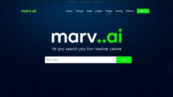 AI Voice Agents for Business: Modern marvn.ai homepage with search bar.
