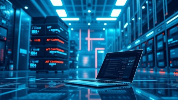 AI Governance for Enterprises: Modern digital workspace with AI elements.